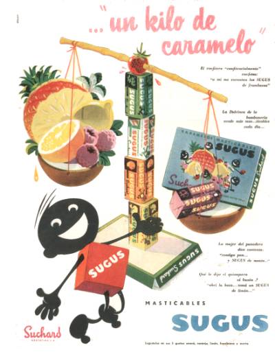 1955 - Publicidad de caramelos masticables Sugus