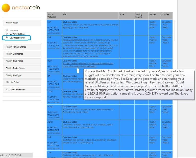 NectarCoin's tweet image. ...Notice that it also includes real-time coin dev updates from across bitcointalk - in real time. #nectarcoin