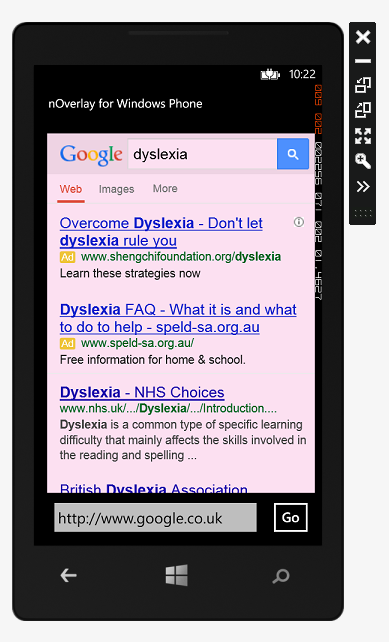 noverlay's tweet photo. nOverlay proof of concept for Windows Phone 8.1 - I'll be resuming full development next week after the Chrome update http://t.co/p5hQpqwFlx