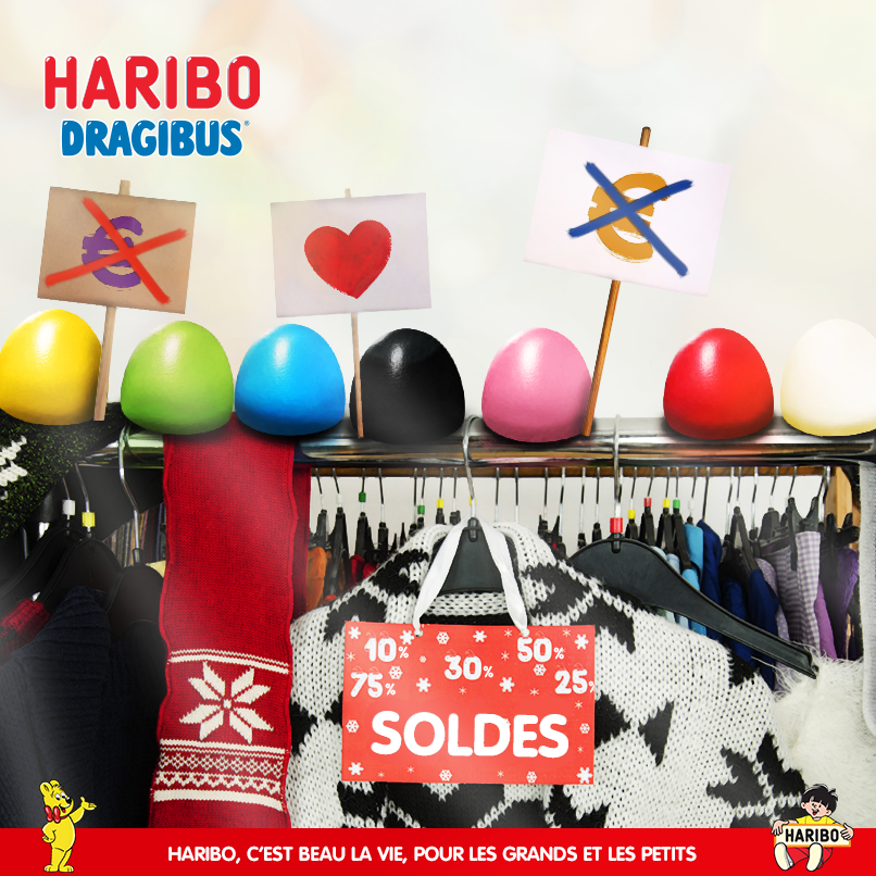 LesDragibus's tweet photo. « Non, nous ne sommes pas soldés! » Signé les #Dragibus qui ne braderont jamais leur amour pour vous. #HARIBO #Soldes http://t.co/z54Q2cBiU7