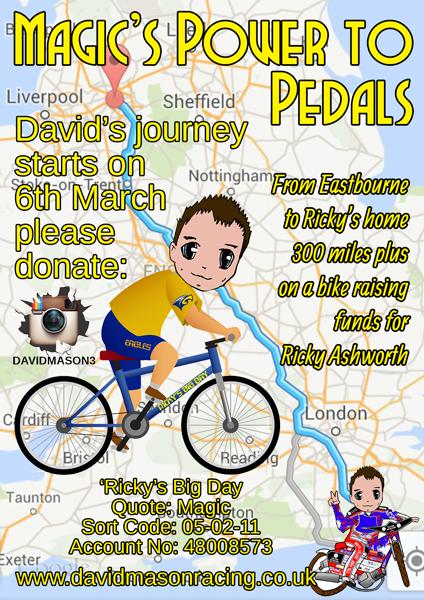 MadWeb's tweet image. David Mason: Raising funds riding 300+ miles from Eastbourne to Ricky Ashworth's home davidmasonracing.co.uk