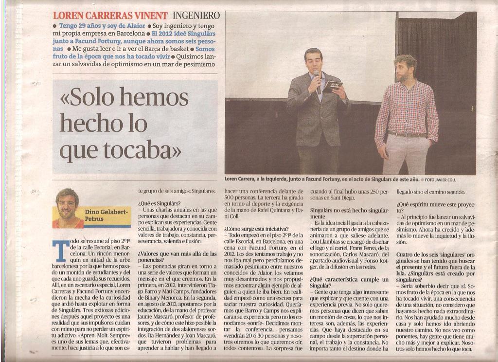 LoSingulars's tweet photo. "Solo hemos hecho lo que tocaba", una entrevista de @DinoGelabert a @Larry_Races sobre #LoSingulars http://t.co/xlSoAT7Nc3