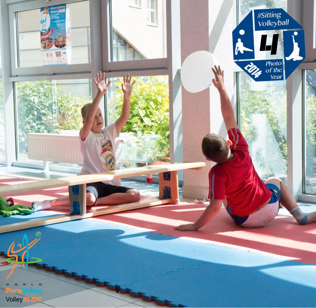 2014 #SittingVolleyball Photo #4! Two children play their own game at <a href="/Elblag2014/">Elblag 2014</a>! Photo by: Luis Francisco Gran