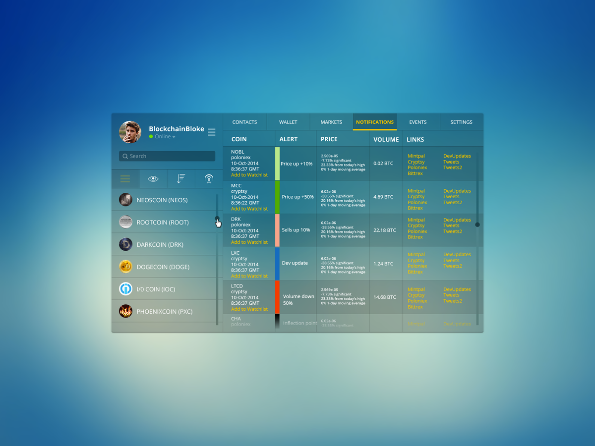 NectarCoin's tweet image. Again, this is a raw demo version of what's planned as a refined in-app altcoin alert system: ow.ly/GVniX