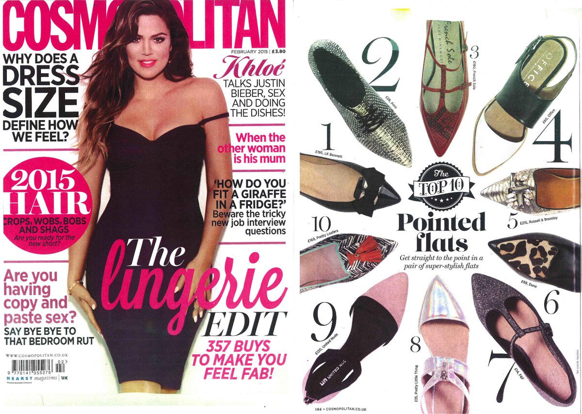 CapFashionPR's tweet image. Thankyou @katiejdannatt for the lovely @unitednude coverage in February issue of @CosmopolitanUK! #pointedflats #SS15