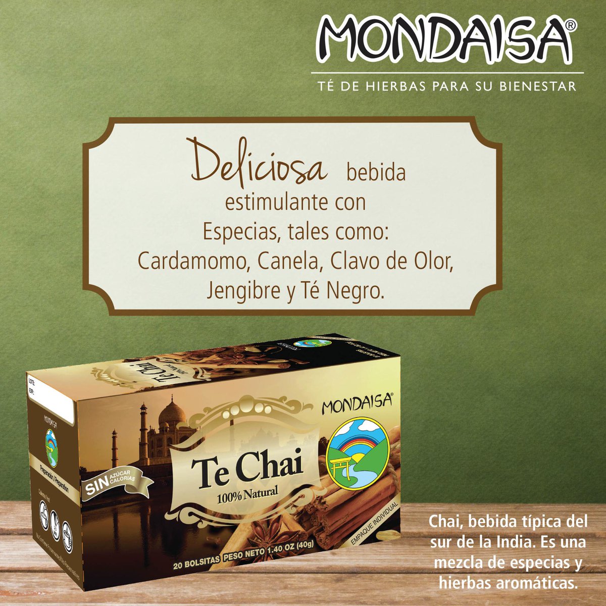 temondaisa's tweet photo. ¡Disfruta de nuestro Té Chai Mondaisa®! ¿Ya lo probaste? http://t.co/S75EtwYRGl