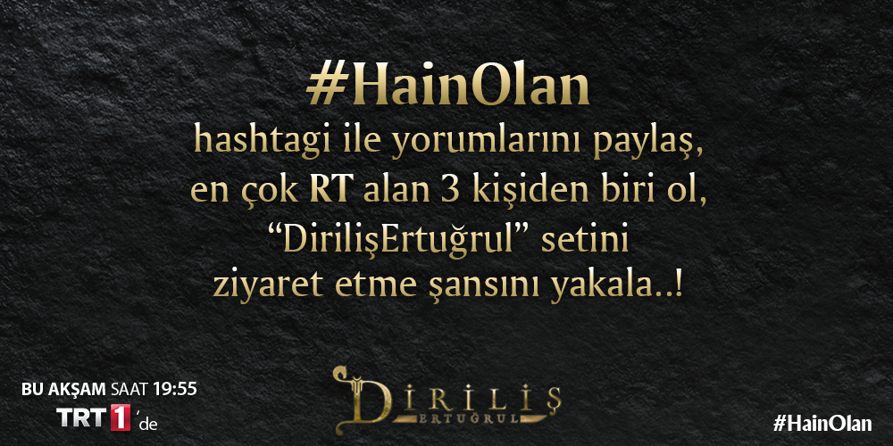trt1's tweet photo. Sen de yorumlarını #HainOlan hashtagi ile paylaş, #DirilişErtuğrul setini ziyaret etme şansını yakala.. http://t.co/0nxC4upi2U