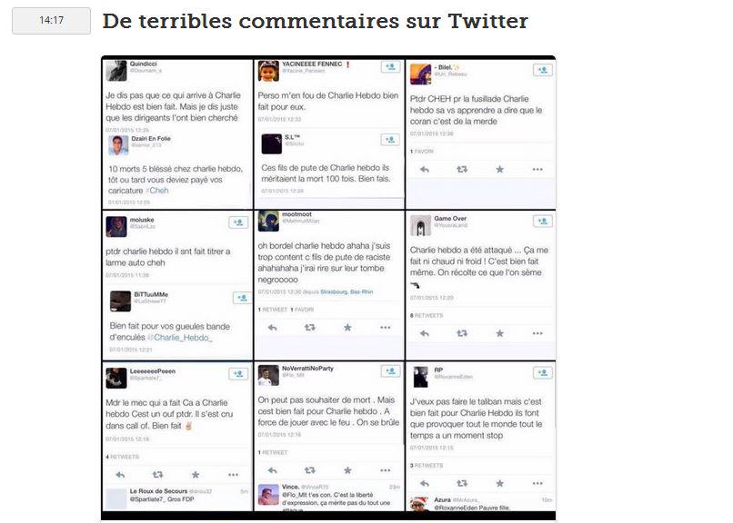 Le_Figaro's tweet photo. EN DIRECT - «Bien fait!» De terribles tweets sur l'attaque de #CharlieHebdo http://t.co/tfHibs3hPU  #JeSuisCharlie http://t.co/Kj22MIzvws
