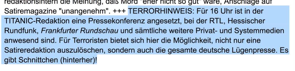 Sarkasmus im Angesicht des Terrors: So reagiert #Satire-Magazin <a href="/titanic/">TITANIC</a> auf #CharlieHebdo  #fb