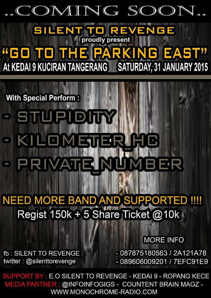 COMINGSOON ! <a href="/silenttorevenge/">Silent to revenge_EO</a> present: <a href="/kedai9/">たかえす</a> w/ <a href="/Stupiditos_/">STUPIDITY 25</a> <a href="/pnprivatenumber/">Private Number</a> <a href="/KILOMETER_HC/">Kilometer Hardcore</a>.etc info look flyer