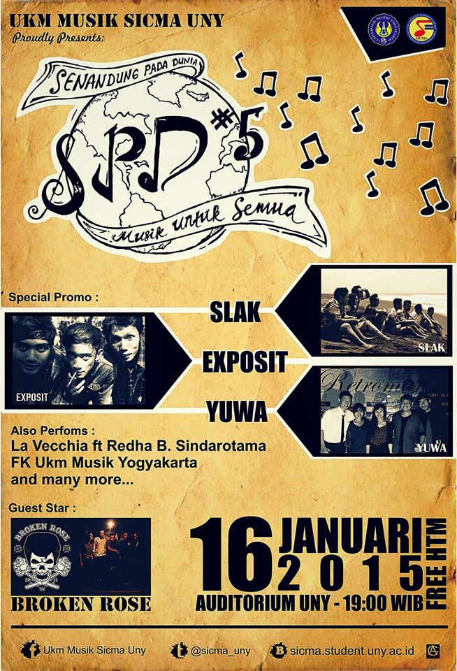 <a href="/SC_UNY/">IG:@studentcenteruny</a> mini concert Band UKM musik Sicma 16 Jan 2015 at Auditorium UNY perform <a href="/YUWA_YK/">YUWA</a> <a href="/exposit_/">EXPOSIT</a> <a href="/Slak_Yk/">ngayogSLAKarto</a>