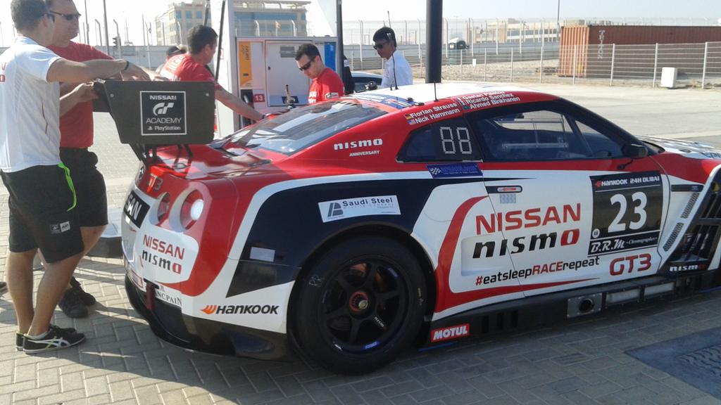 nic_hammann's tweet photo. Fueling the NISSAN GTR GT3 at the pump in preparation for the testing day ahead! @Nissan_MSport @NISMO_Global http://t.co/w5xvh7c5WK