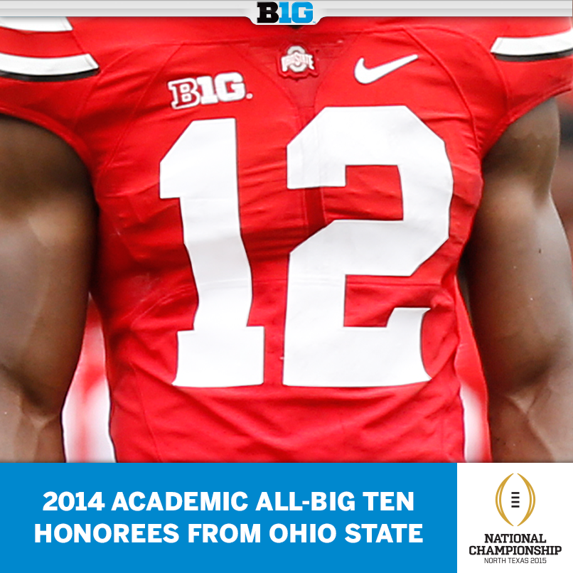 B1Gfootball's tweet photo. .@OhioStAthletics enters the #CFPFINAL with 12 academic All-Big Ten honorees. #UOvsOSU http://t.co/1YDSc31vrQ