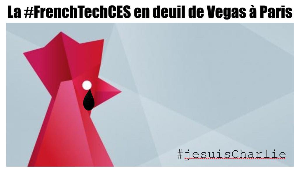 domdelport's tweet image. When #CharlieHebdo tragedy in Paris meets #FrenchTechCES in Vegas : We are all mourning. #JeSuisCharlie