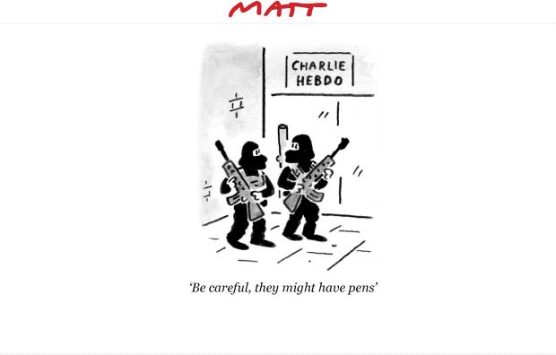 Telegraph's tweet photo. Tomorrow's Matt cartoon http://t.co/szamuAE0Ps #CharlieHebdo http://t.co/xgXACgXzLB