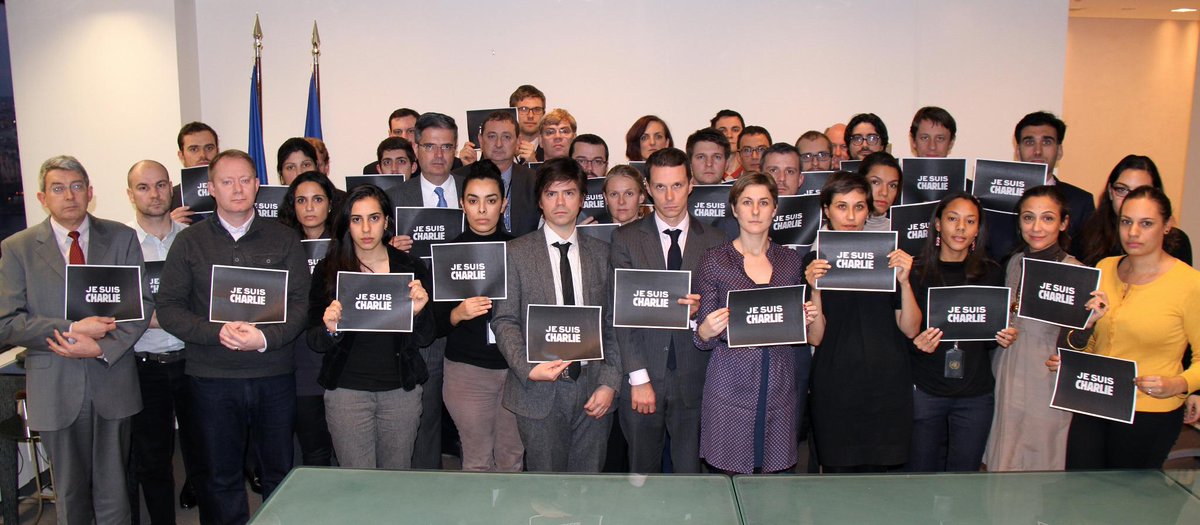 AnnickCojean's tweet photo. La France à l'ONU: #JeSuisCharlie #NousSommesCharlie BRAVO! http://t.co/LoqkAdmkAe” via @franceonu