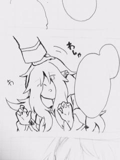 @teipiku3_TL 両目隠れちゃっててわかんないけど、下書きの時点ではちゃんと片目瞑ってたんだよォ…目が描けないってつらい!!表情伝わりにくい! 