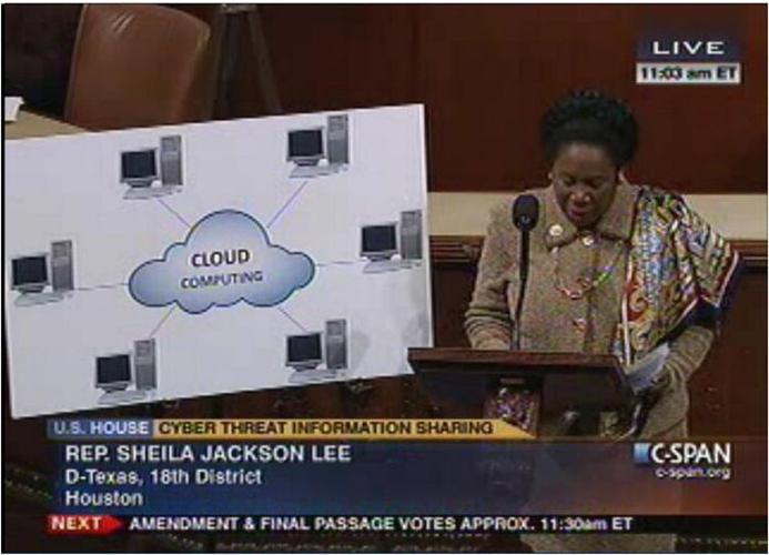 MichaelDBrown's tweet photo. At least we're not spending tax dollars on fancy graphics. #SheilaJacksonLee #Congress #CloudForDummies http://t.co/PYGWq5pC6e