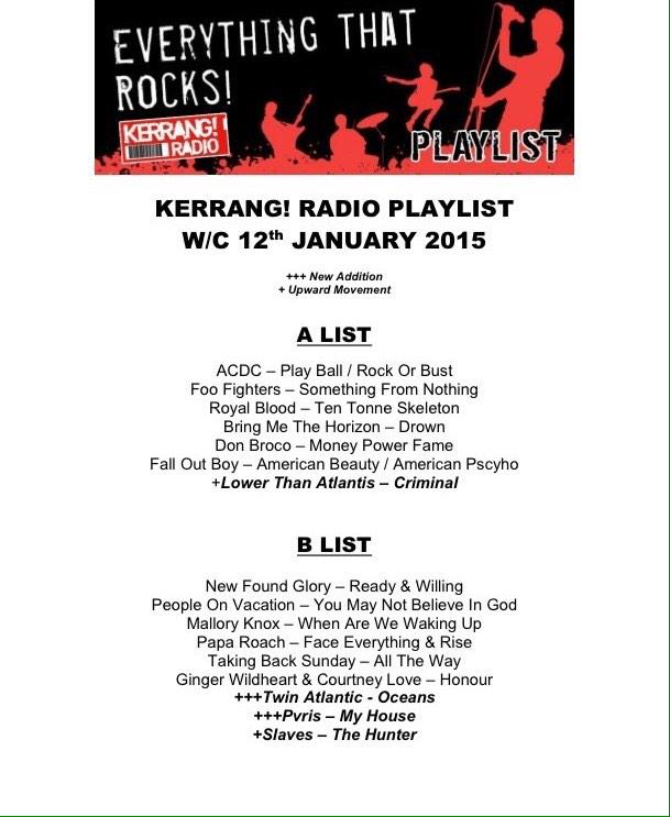 Fuck yeah! A list on <a href="/KerrangRadio/">Kerrang! Radio</a> too! What a day!