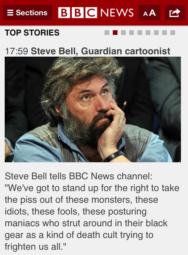 green_goddess's tweet photo. Well said Steve Bell #JeSuisCharlie http://t.co/8NhjVkXeAB