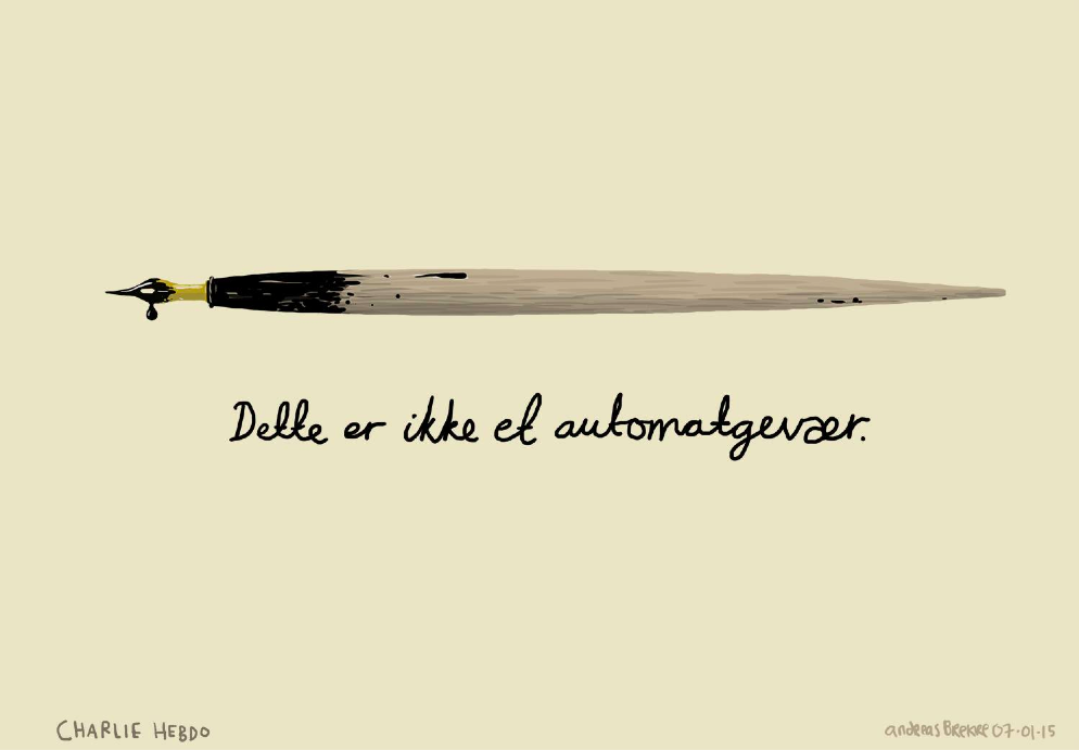 opplyskontoret's tweet photo. Dette er ikke et automatgevær. #JeSuisCharlie http://t.co/vFXVBrQprl