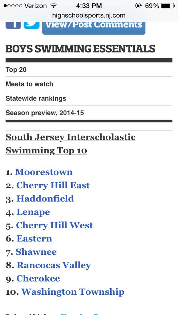 PeterMcyeeter's tweet photo. West boys swimming is ranked 5th in south jersey, keep that in mind #watchouteast http://t.co/NG2zB94Pfa
