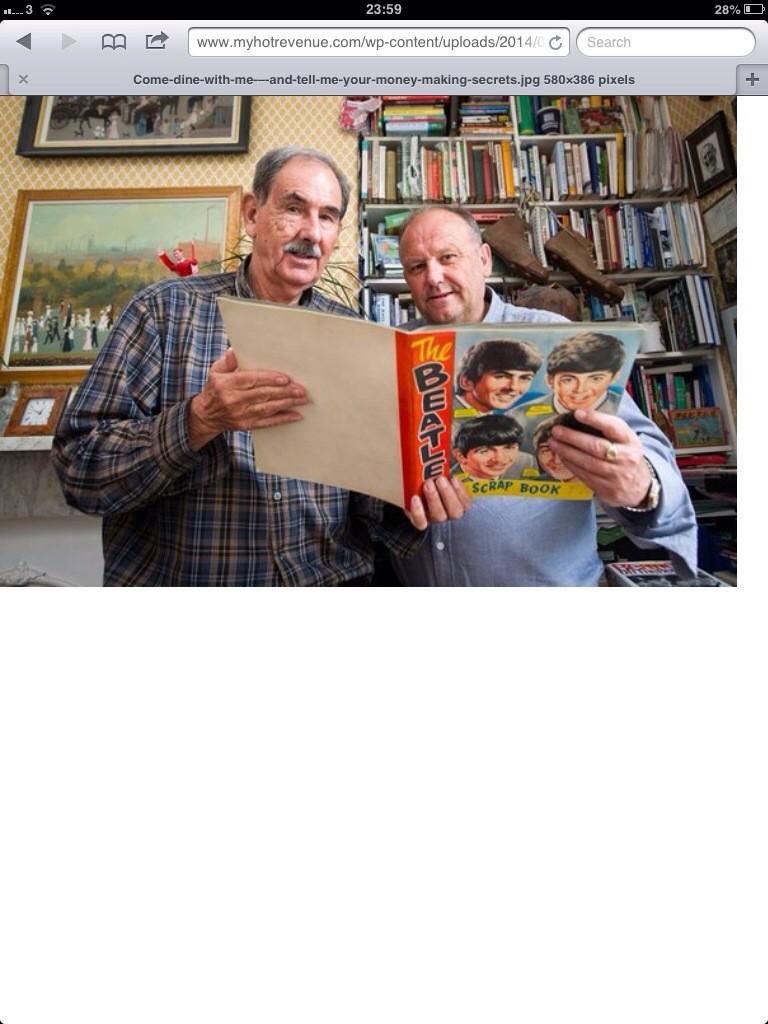 Happy birthday to Hunter Davies, Beatles biographer & much more. Here he is showing me his Fab Four memorabilia. 