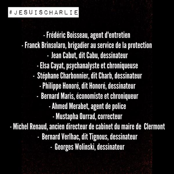Condamnons fermement cet acte de barbarie. Pensées pour les familles des victimes. N'oublions jamais ! #jesuischarlie