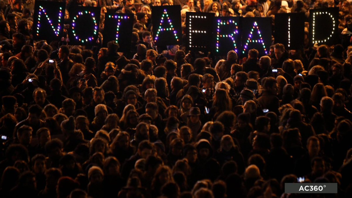 Jecon's tweet photo. Powerful message: "Not Afraid" #CharlieHebdo http://t.co/zptKeQW4HZ
