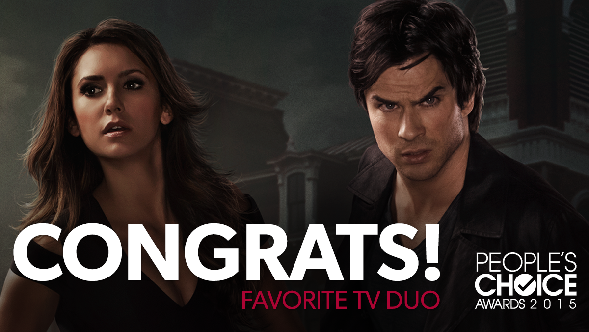 cwtvd's tweet photo. Congrats to @ninadobrev and @iansomerhalder on their 2015 #PeoplesChoice Award! Thank you fans for your support! #TVD http://t.co/upKgsnsUvn