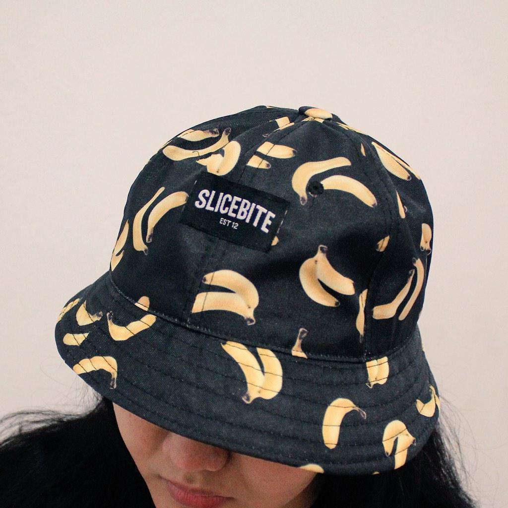 Bucket Hat black banana printed // IDR 110k // order text to 081298410151