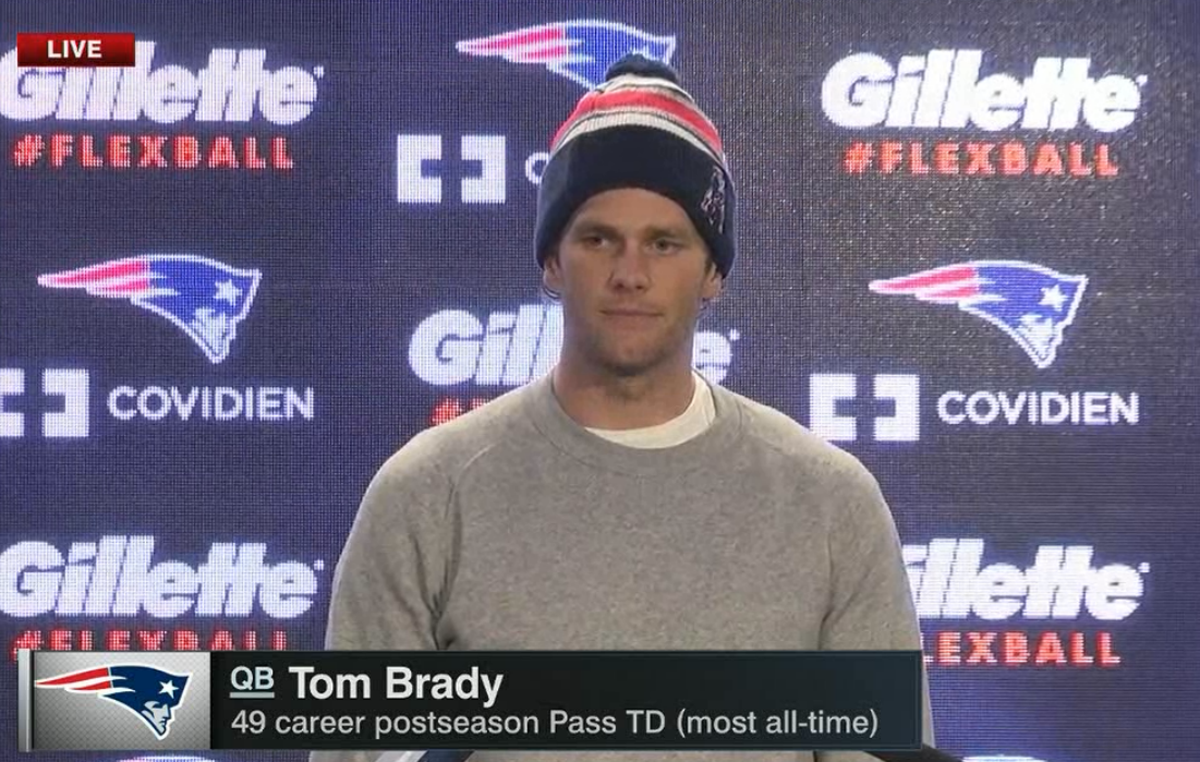 ESPNNFL's tweet photo. "I would never do anything to break the rules. I believe in fair play" - Tom Brady on NFL LIVE right now http://t.co/4FjZnCOrsQ