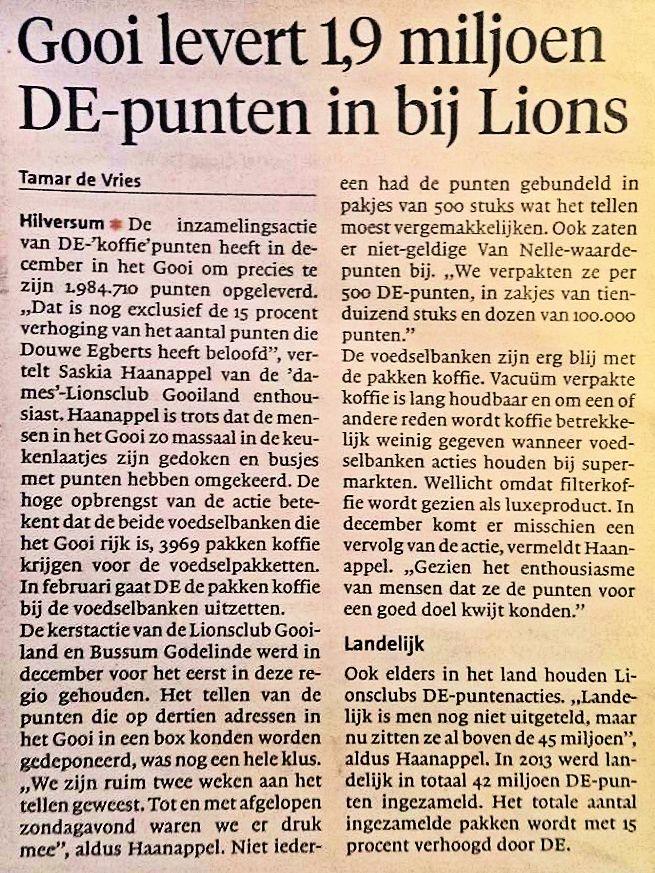 Lionshelpen's tweet photo. #Lionshelpen in de Gooi en Eemlander artikel over de #DEactie http://t.co/aUcbK1B9TM