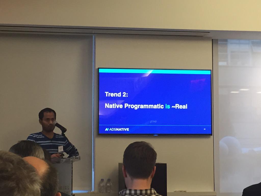 mdcventures's tweet photo. Kbs+ Ventures portfolio founder @sat_p of @AdsNative sharing native content trends with @MDCPartners #bannerlessweb http://t.co/DsJiwjxCsE