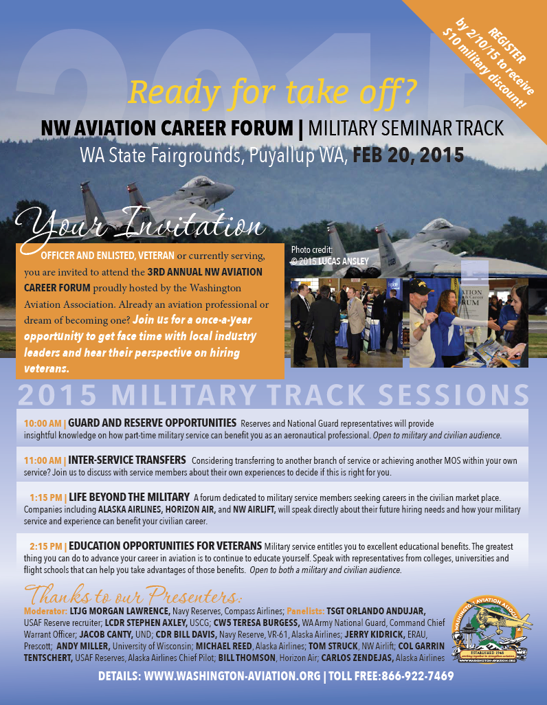 aviationshow's tweet photo. Register by 2/10/15 to receive a $10 #MilitaryDiscount for the #CareerForum!
http://t.co/jpcUw3MEQQ @aviationshow http://t.co/uBXn6fPVco