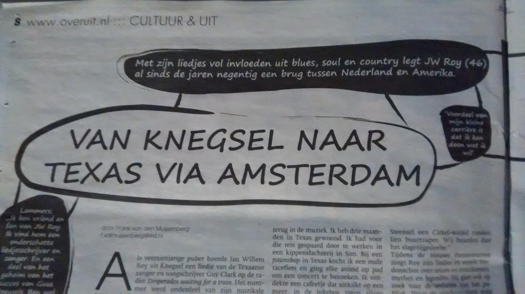 Mooi stuk in het <a href="/ED_Regio/">Eindhovens Dagblad</a> over muzikale held #JWRoy prachtig project in het najaar  op komst. Volgen die man!
