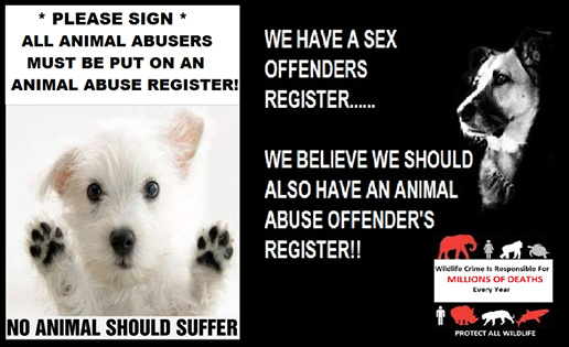 Protect_Wldlife's tweet photo. PLS SIGN &amp; RT: People Who Abuse Animals To Be Recorded On An Animal Abuse Register! http://t.co/yOn6baI9fn #Anipals http://t.co/471zFZqPAf