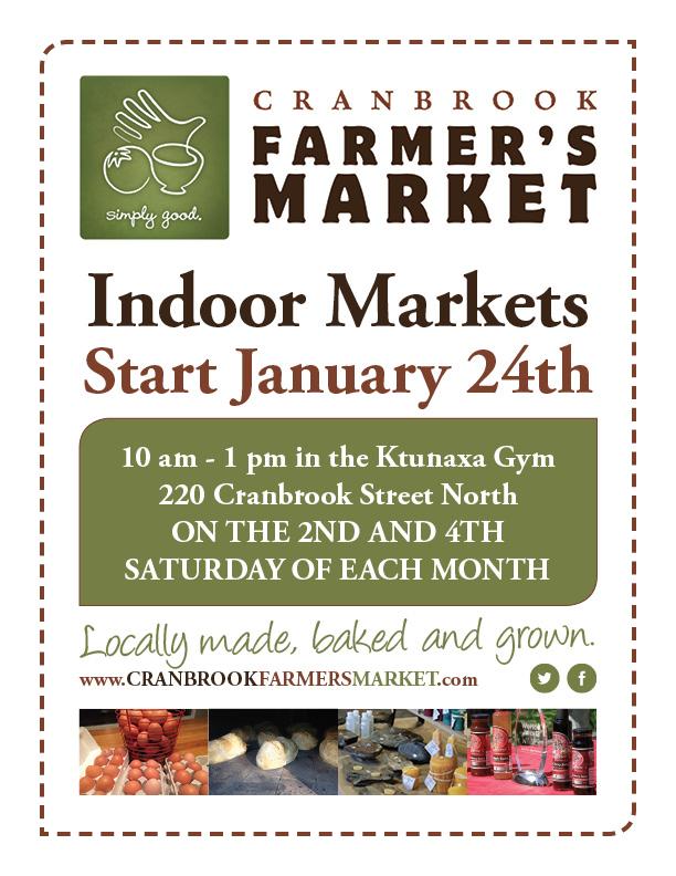 Our first indoor market for the 2015 season on Saturday!  10 am-1pm at the Ktunaxa Gym