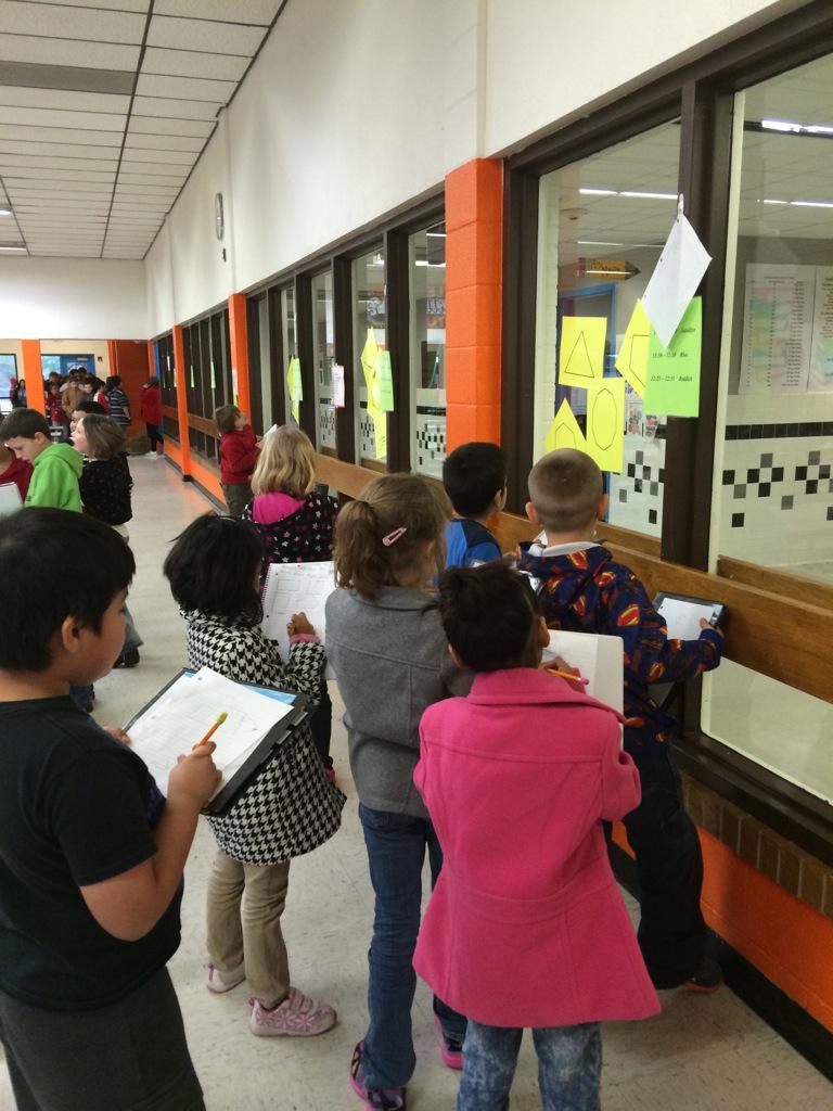 bcassidy5's tweet image. 2nd grade Searching for polygons around the school @suptrdave @sbrownlee1 #mathhunt