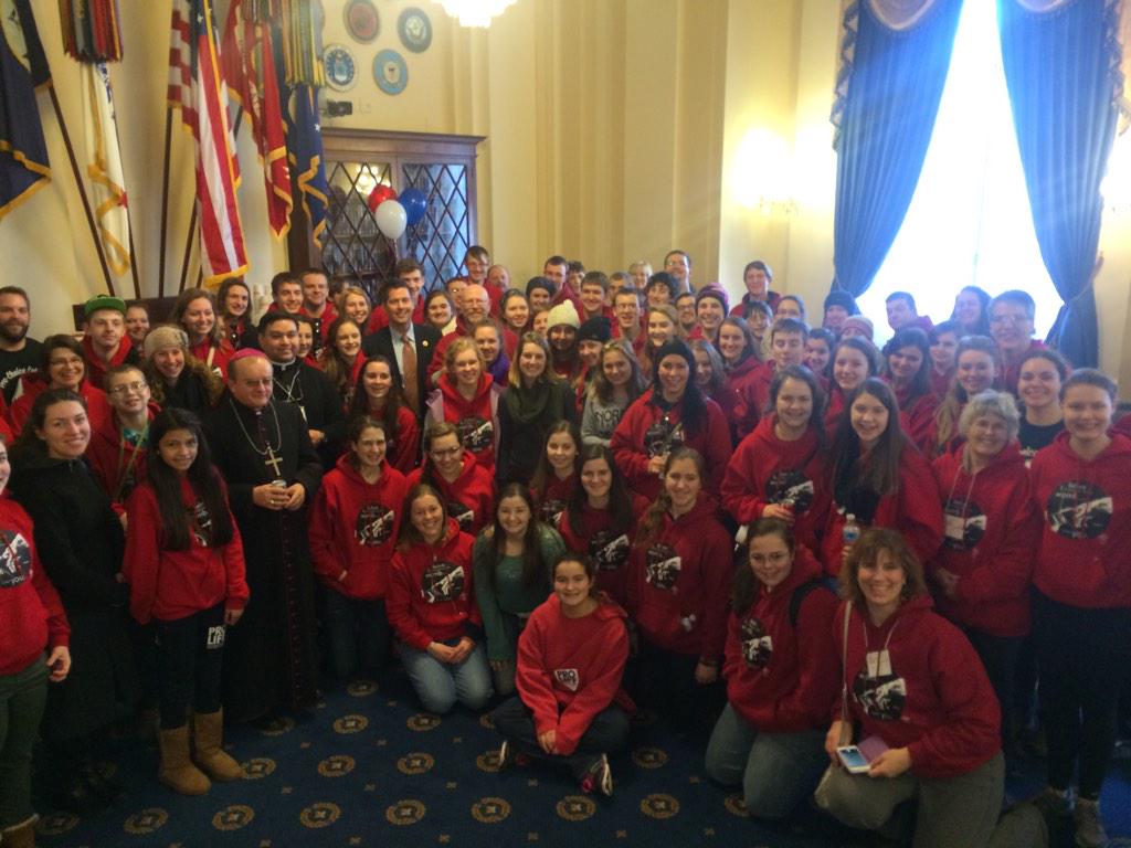 lifeLIBERTY143's tweet photo. โ@RepSeanDuffy: Our #MarchforLife2015 open house is underway! Group shot w/ LaCrosse diocese. #WI4Life http://t.co/InEsjJqtM5โ #wiunion