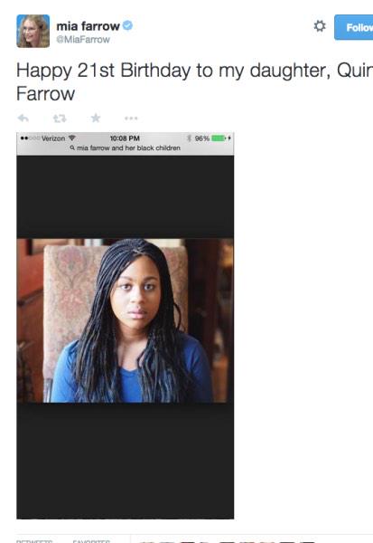 Haha look at the search term Mia Farrow used to find a picture of her daughter for a \"happy birthday\" message to her 