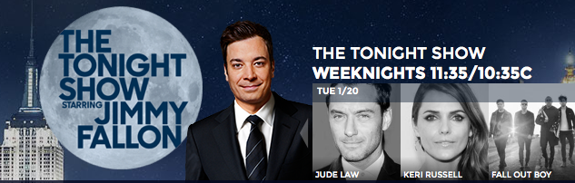 FallonTonight's tweet image. TONIGHT: Jude Law, Keri Russell, and @falloutboy will be here! #FallonTonight