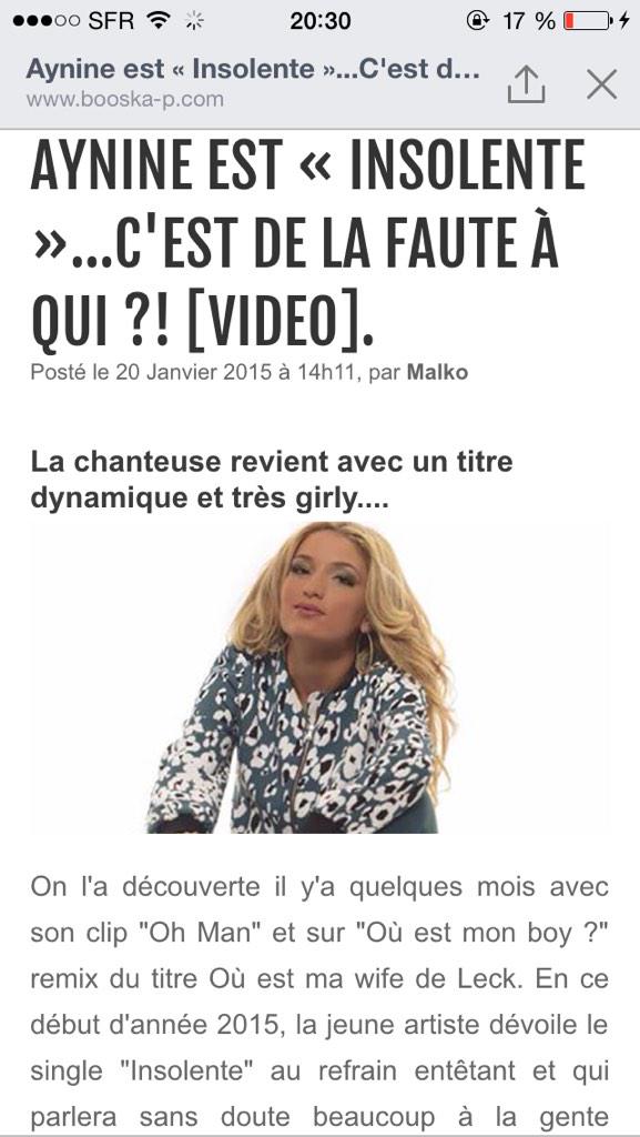 AynineFanPage's tweet photo. @AynineOfficiel et son single "je suis insolente"
sur Booska-P #Lourd #LabelOMG #Article
http://t.co/m2eVgOZGdX http://t.co/feAsy7K3We