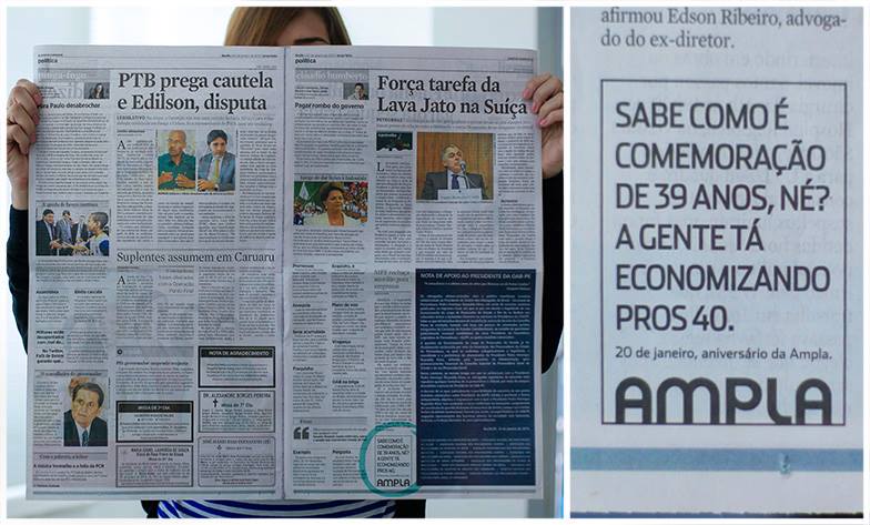 ampla_'s tweet photo. Há 39 anos, somos a Ampla. E a comemoração hoje foi assim, um teaser dos 40 no pé da página. :) #Ampla39anos http://t.co/0nu3gr1qDb