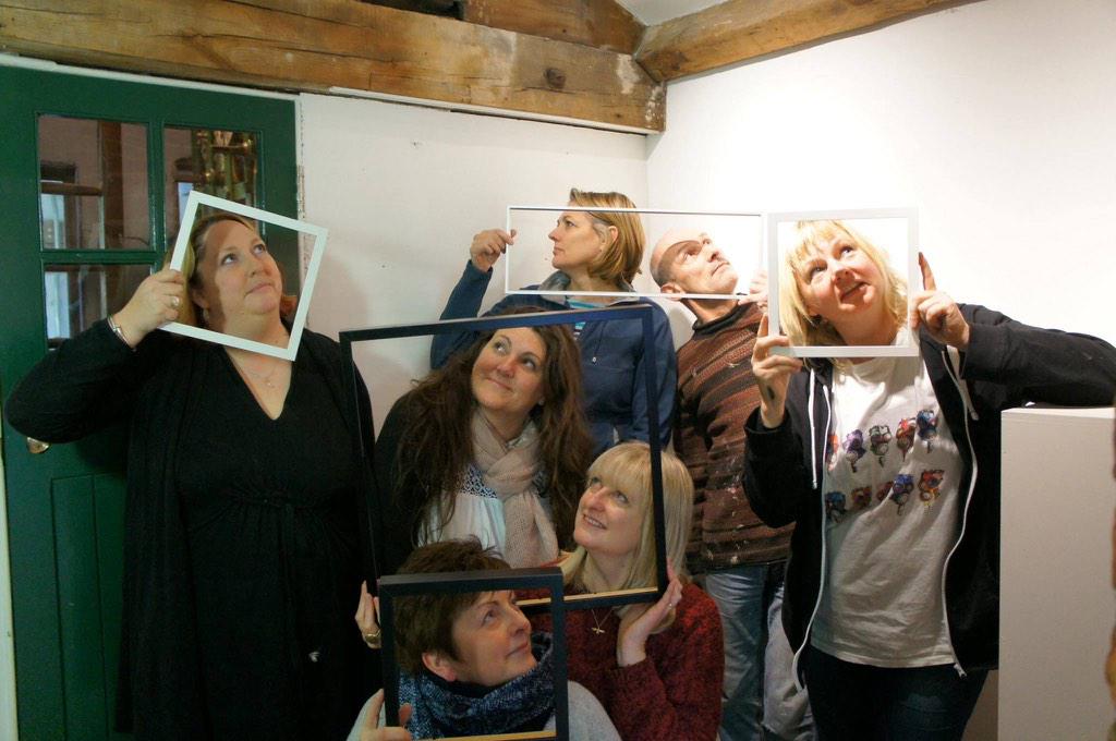 I bet you are desperate to see what we look like.......here we r messing about in our Clock Tower Gallery!