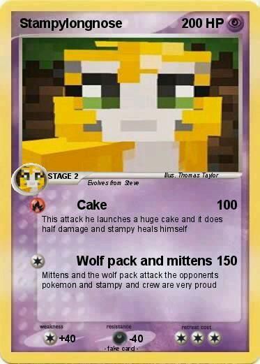 Stampy pokemon card over powerd