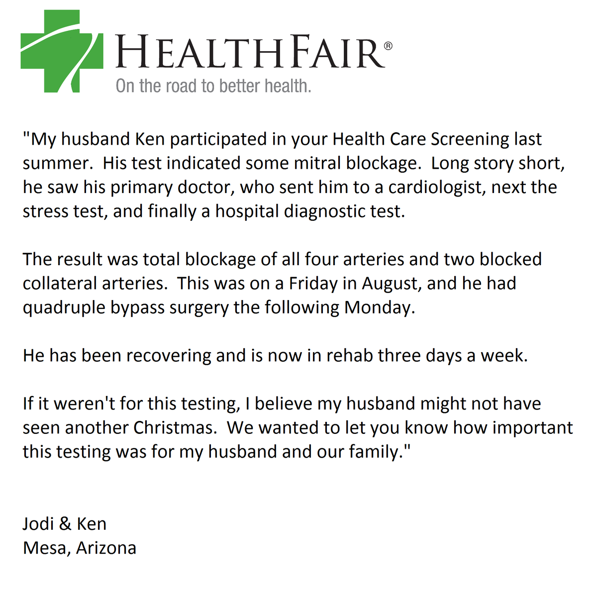 HealthFairUSA's tweet photo. #TestimonialTuesday http://t.co/pPCAIzWY1w