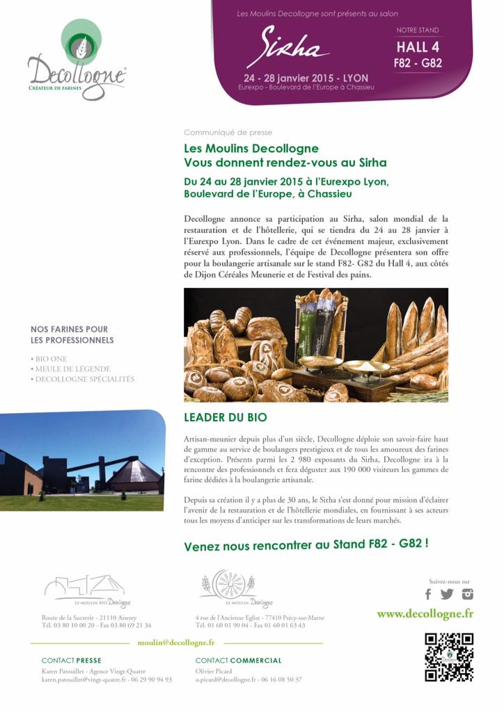 Moulins Decollogne (@decollognebio) on Twitter photo Retrouvez Decollogne au <a href="/Sirha_Lyon/">Sirha Food</a> ! Nous vous attendons dès samedi, hall 4, stand F82-G82 ! #Sirha2015 Retrouvez Decollogne au <a href="/Sirha_Lyon/">Sirha Food</a> ! Nous vous attendons dès samedi, hall 4, stand F82-G82 ! #Sirha2015