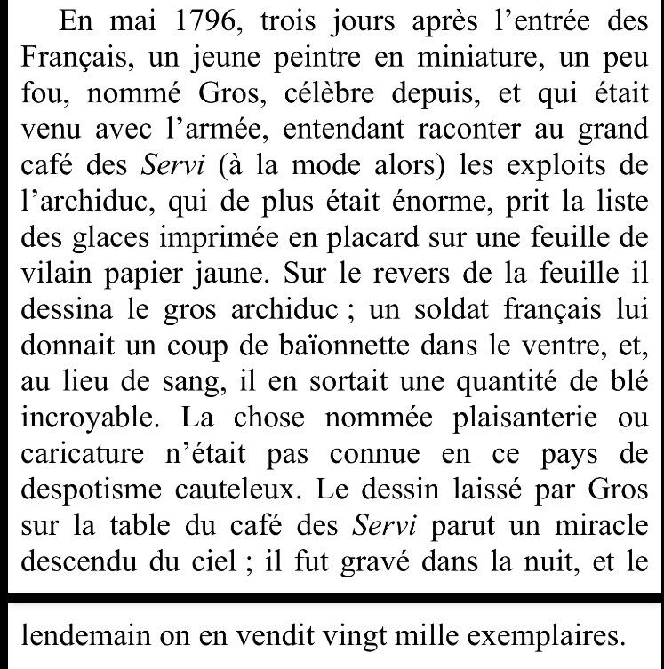 RT @ndemorand: 'Stendhal #ChartreuseDeParme #Bonaparte #Révolution arrivée de la caricature politique' :)  #happyfew