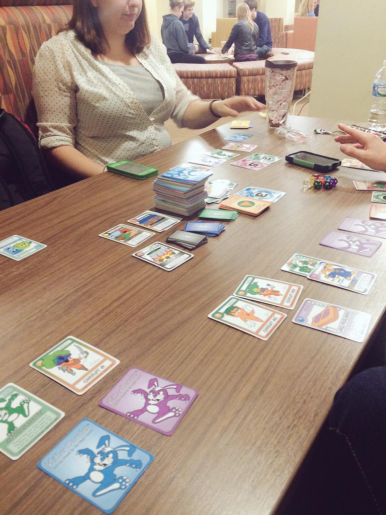 yaymandaa's tweet image. Game night with my pals 🐇🔫🔪💣#killerbunnies